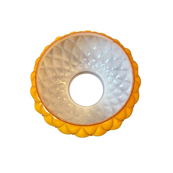 Vintage Amber Glass Lampshade Quilted Replacement Globe Overlay Glass 6 3/4" - Picture 7 of 12